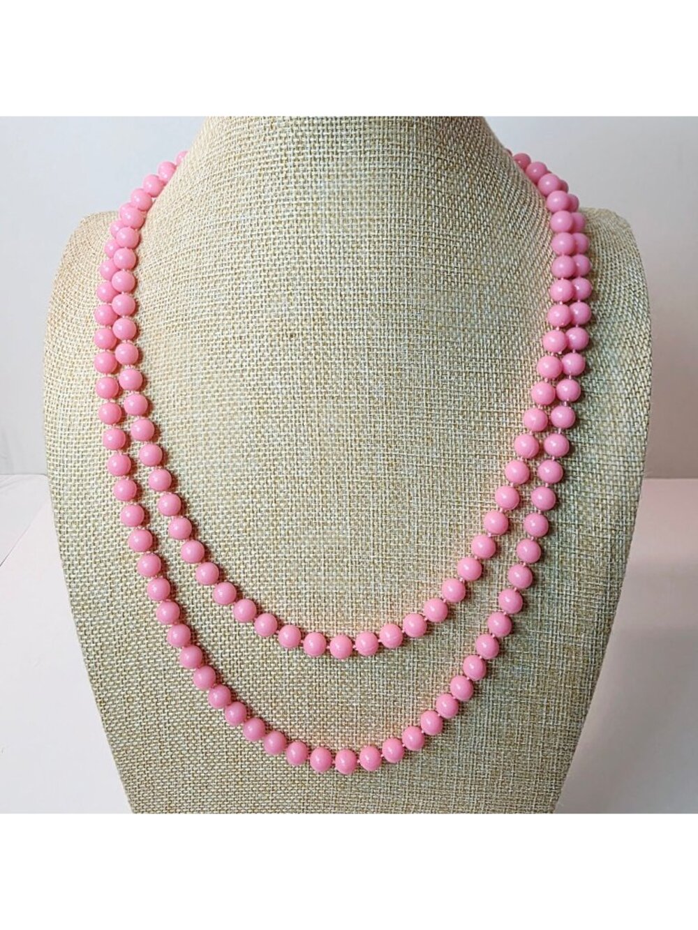 Vtg 80's Bubblegum Pink Beaded Multi Wrap Necklace Princesscore Retro Chic